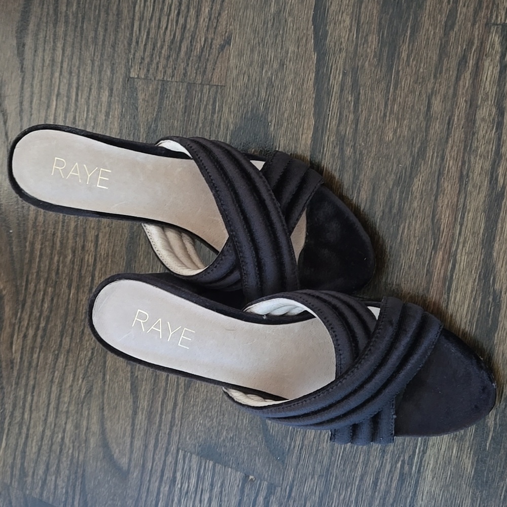 Velvet Stacked Heel Sandals, Size 7